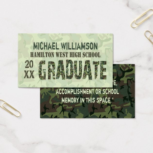 Graduation Name Card Senior Year Insert Camouflage