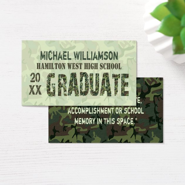 Graduation Name Card Senior Year Insert Camouflage