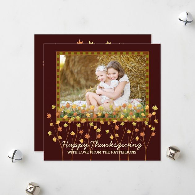 Fall Tree Happy Thanksgiving Square Photo Card