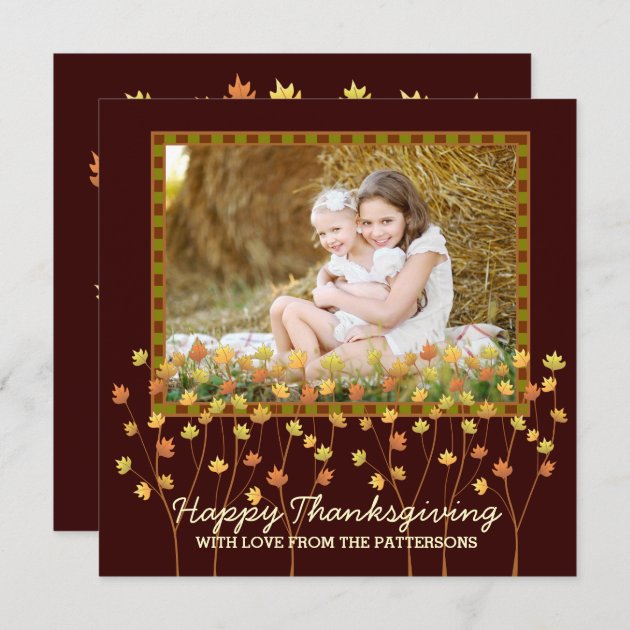 Fall Tree Happy Thanksgiving Square Photo Card