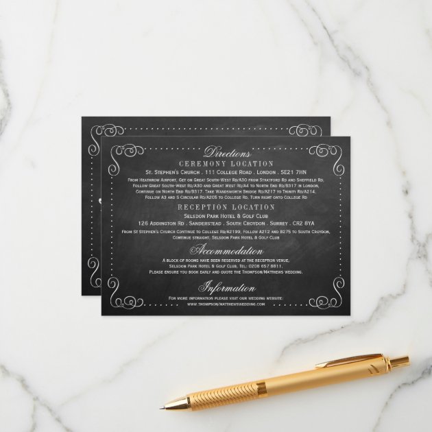 The Ornate Chalkboard Wedding - Detail Enclosure Card