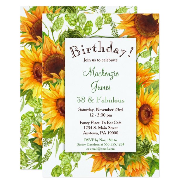 Sunflowers Yellow Floral Birthday Invitation