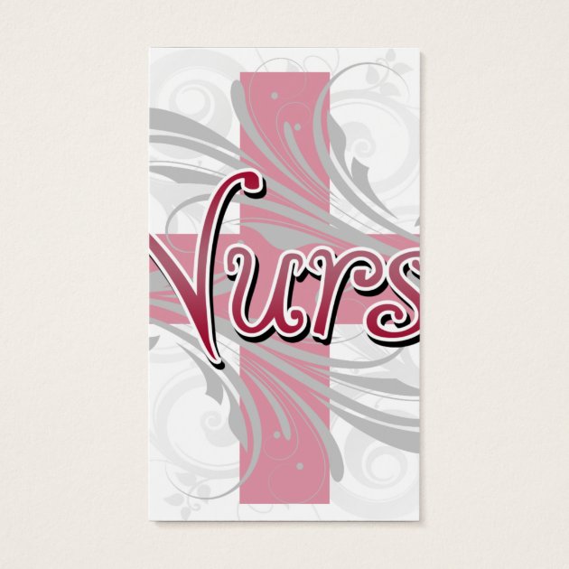 Pink Cross/Swirl Nurse Business Card