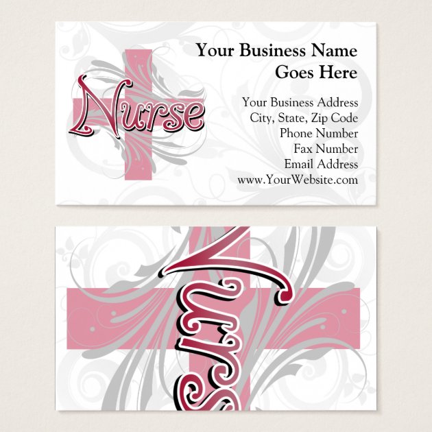 Pink Cross/Swirl Nurse Business Card