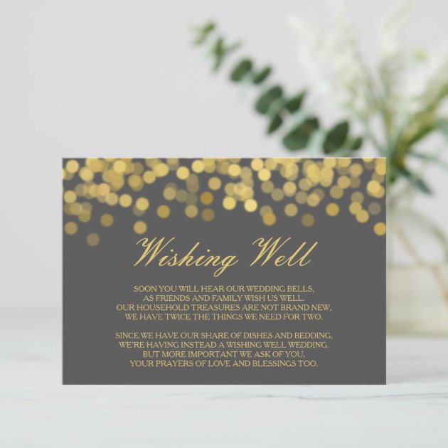Gray And Gold Twinkle Modern Wishing Well Card