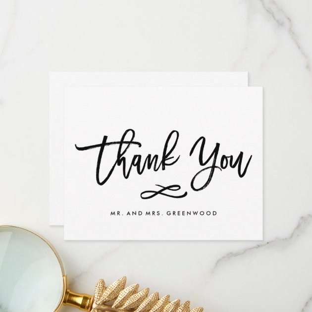 Chic Hand Lettered Wedding Thank You Flat Card