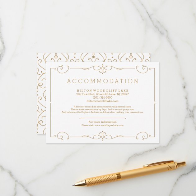 Elegant Modern Classic Wedding Accommodation Enclosure Card