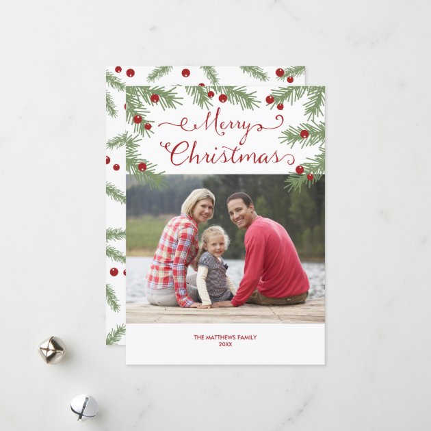 Evergreen Greetings - Christmas Photo Card