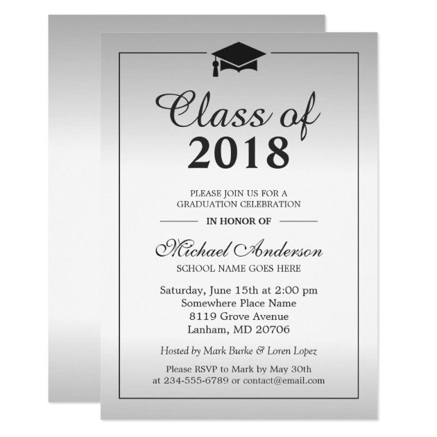 Classy Silver Gradient Class Of Graduation Party Invitation