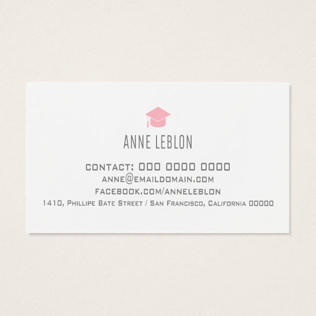 Graduate Name, Elegant Class Of, Pink Feminine Mini Business Card