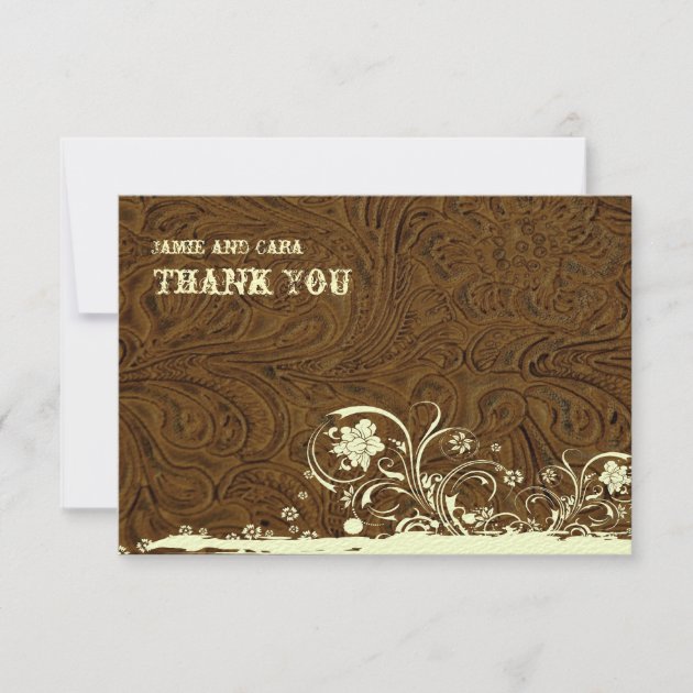 Dark Leather and Lace flat thank you cards
