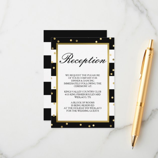 Sparkling Stripes | Elegant Wedding Reception Enclosure Card
