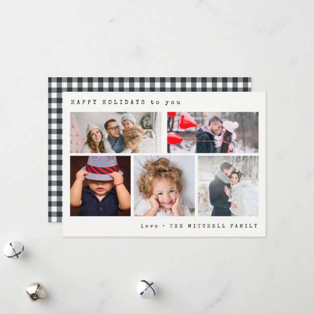 Minimal Holiday Photo Collage | Black Gingham