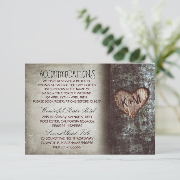 Tree Rustic Wedding Accommodations Cards