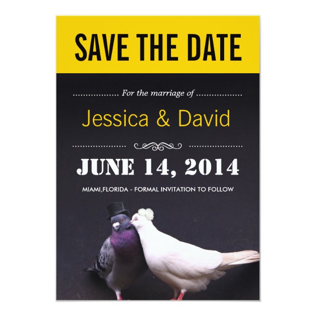 Stylish Kissing Birds Save the Date Announcement