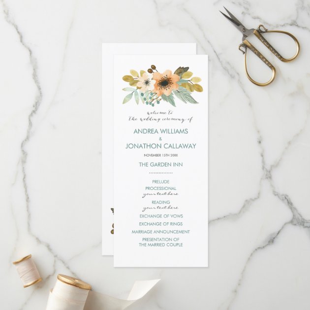 Blooming Watercolor Wedding Program