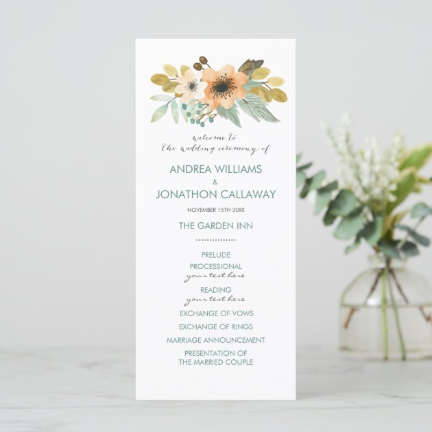 Blooming Watercolor Wedding Program