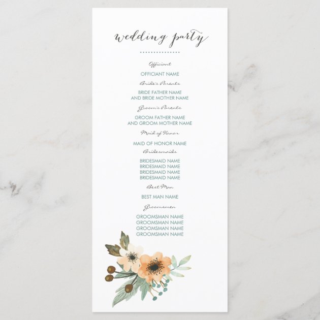 Blooming Watercolor Wedding Program