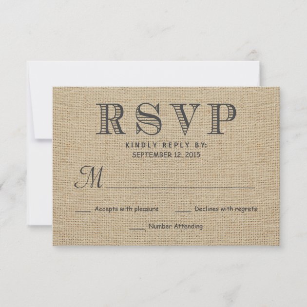 RSVP Rustic Country Burlap Wedding Reply Cards