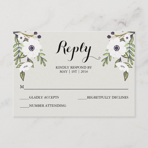 Painted Anemones - Wedding RSVP Card