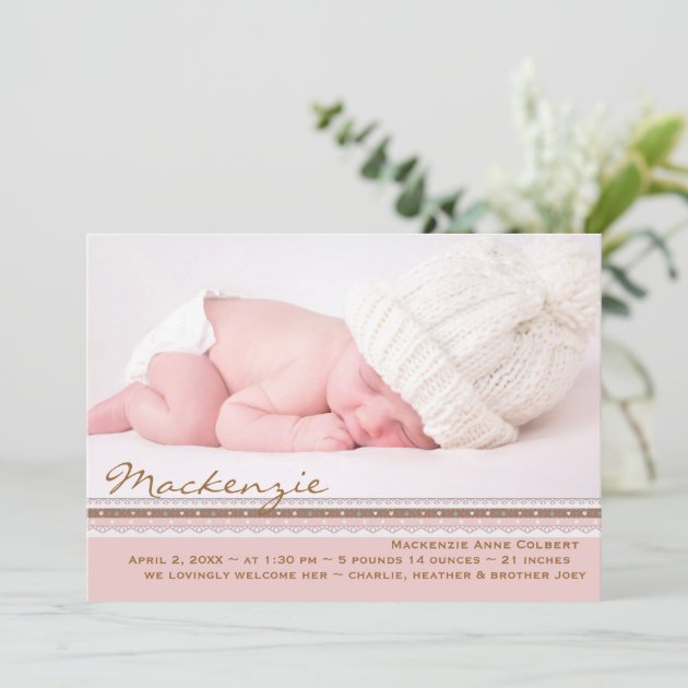 Pink Perfection Photo Birth Announcement