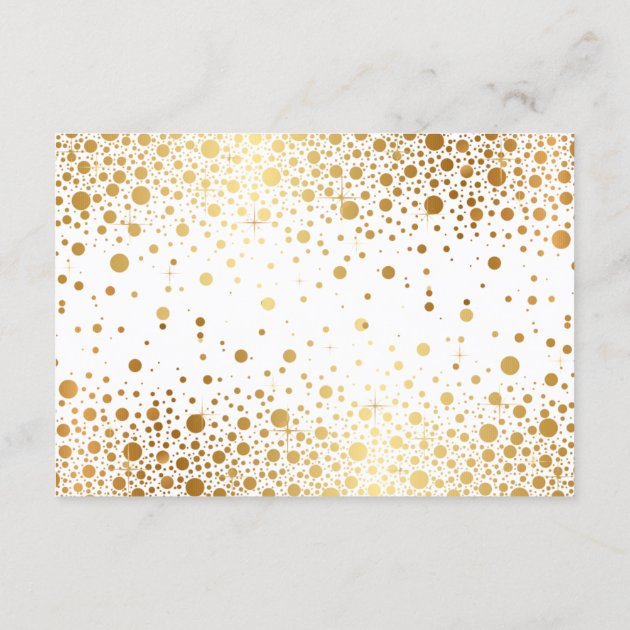 Faux Gold Foil Confetti Wedding Reception Card