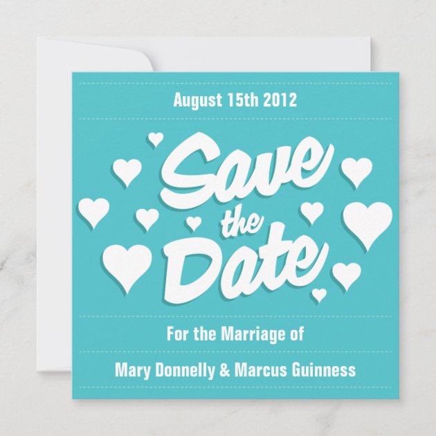 Curacao Save the Date Hearts Invitation