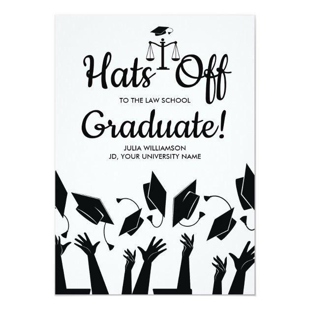 Law School Hats Off Grad Photo Graduation Party Card