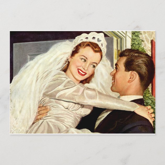 Vintage Wedding Happy Newlyweds Save the Date