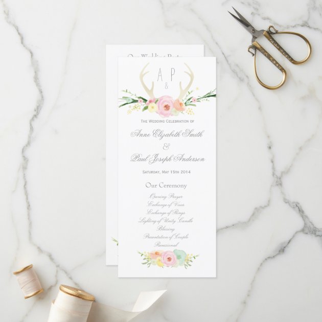 Antlers Floral Wedding Program