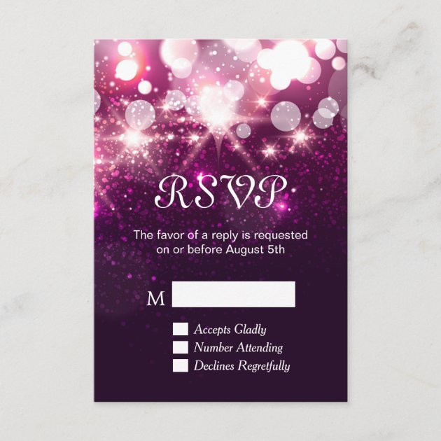 RSVP Card - Beauty Pink Glitter Sparkles