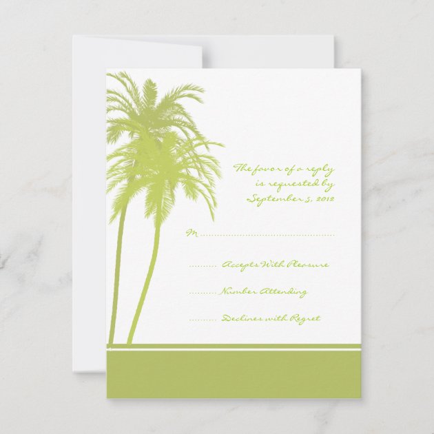 Lime Green & White Tropical Palms Invitation RSVP