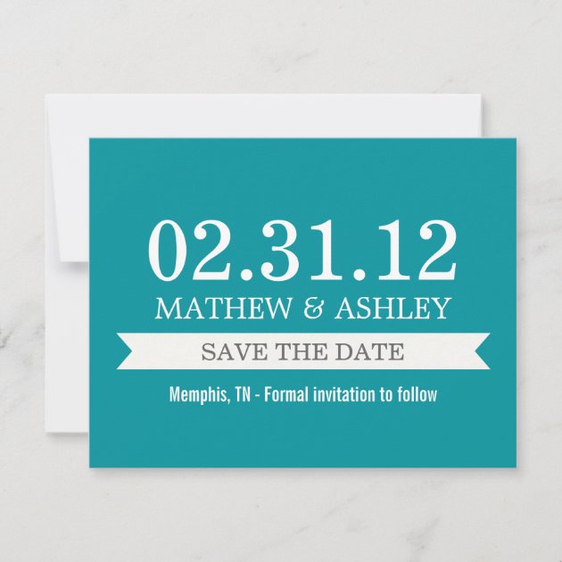 Stylish Banner Teal Save The Date Invites