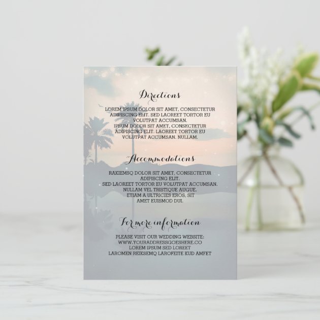 Sunset Beach Wedding Details- Information Enclosure Card