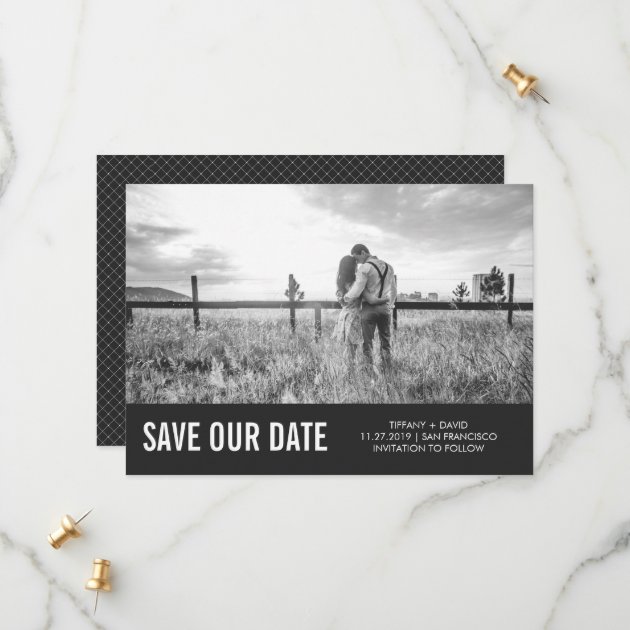 Modern Gray Save The Date With Photo