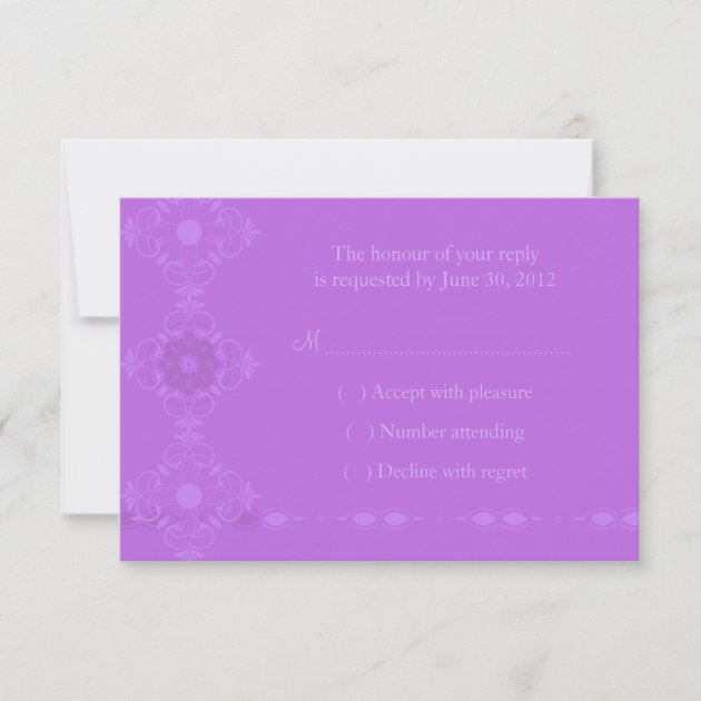 Custom Purple Wedding RSVP Card
