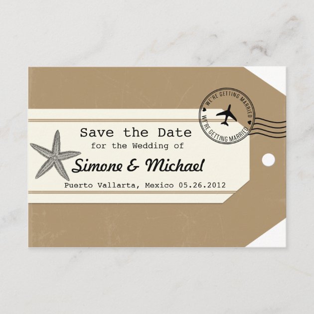Starfish travel theme Luggage Tag Save the Date