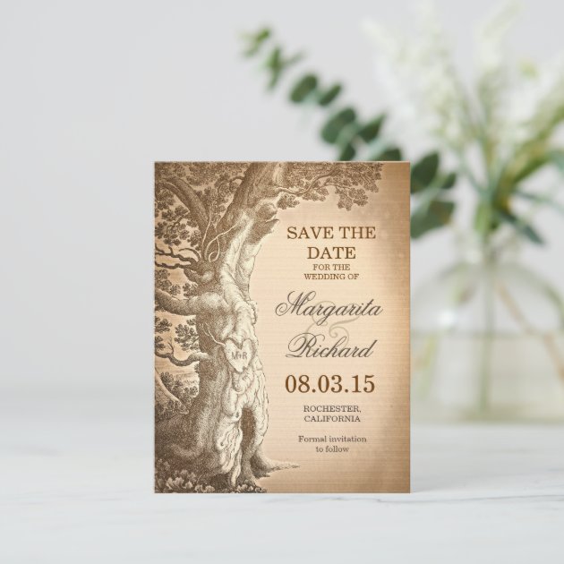 Vintage Tree Old Rustic Save The Date Cards