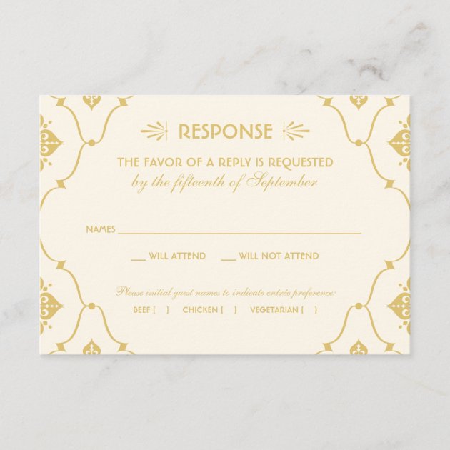 Wedding RSVP Card | Art Deco Style