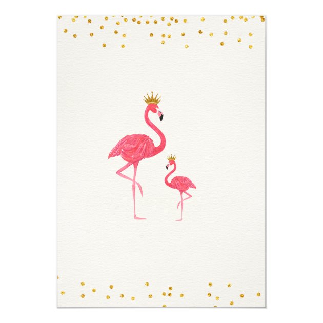 Gold Flamingo Baby Shower Invitation