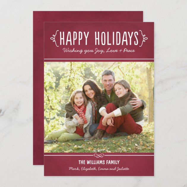 Happy Holidays Photo Card | Joy Love Peace Wishes