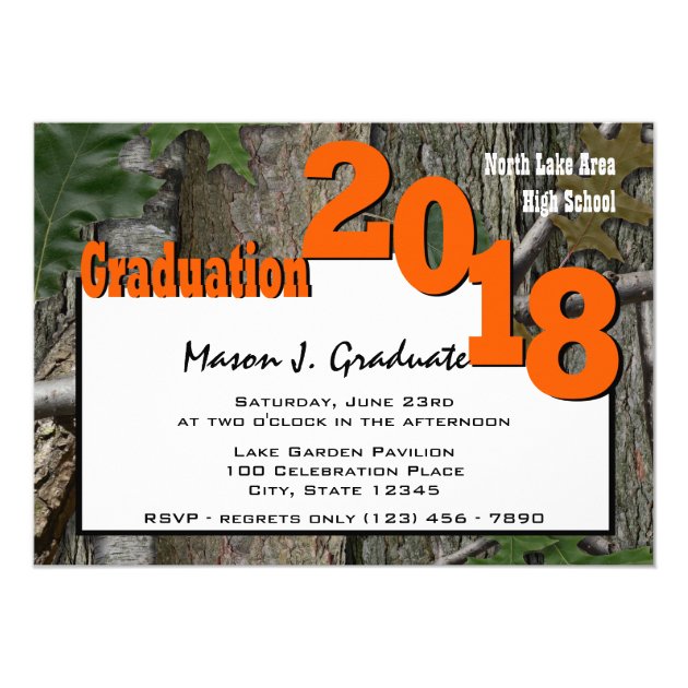 2018 Tree Camo Graduation Twin Photo Card