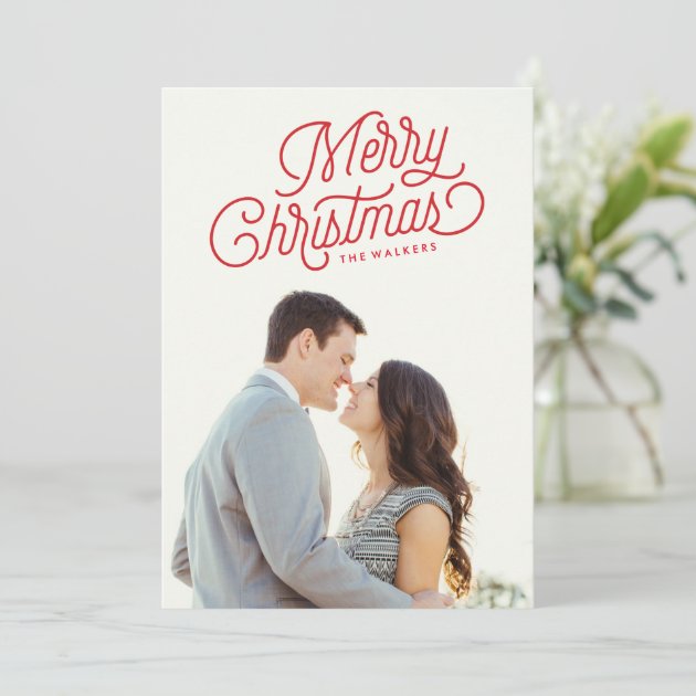 Merry Christmas Script Holiday Photo Card