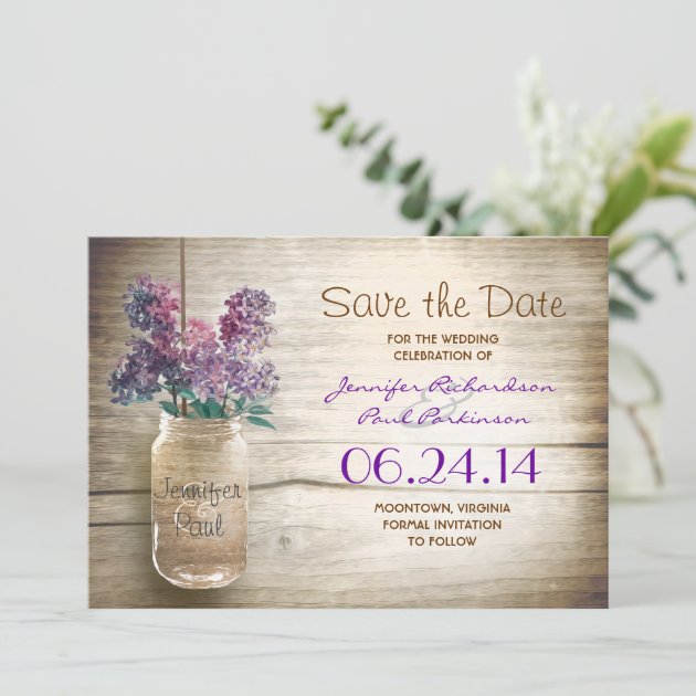 Mason Jar & Lilacs Save The Date