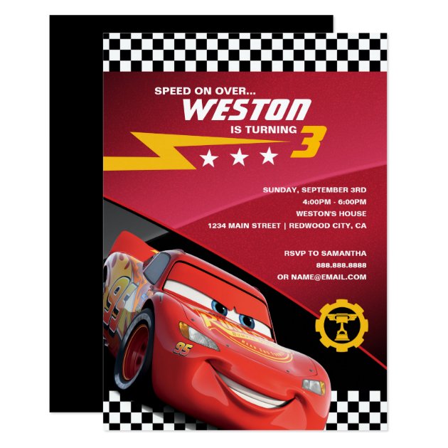 Cars Lightning McQueen | Birthday Invitation
