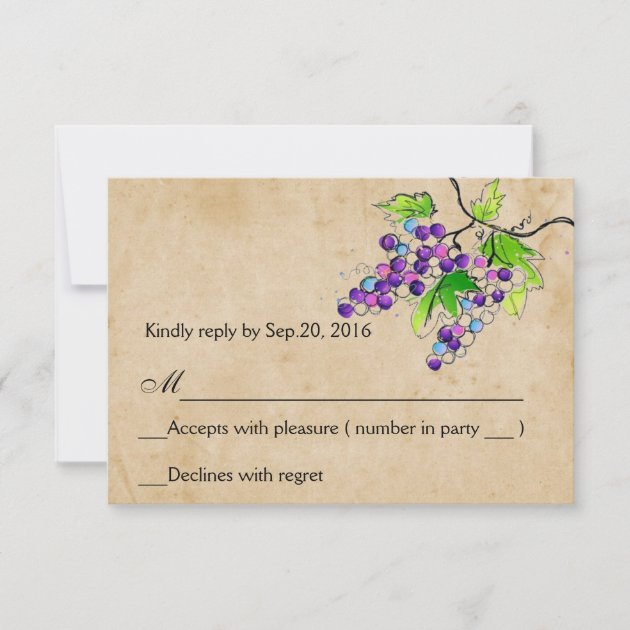 Vineyard Love Artistic Grapes Response RSVP Card