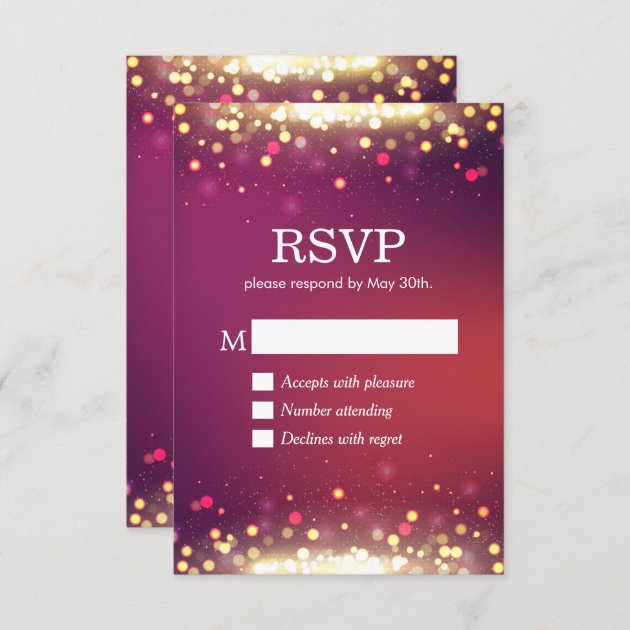 Gold Glamour Sparkles RSVP Respond Card