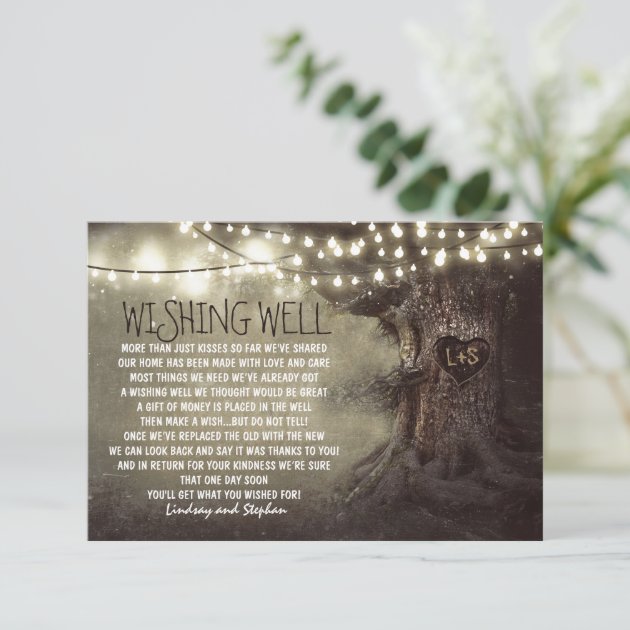 Lights Tree Wedding Wishing Well Rustic Cards