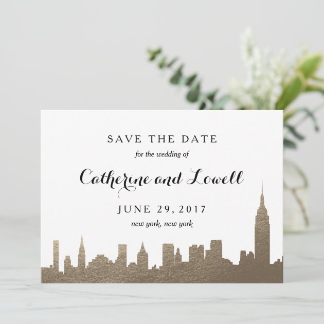 New York Skyline Faux Gold Save The Date