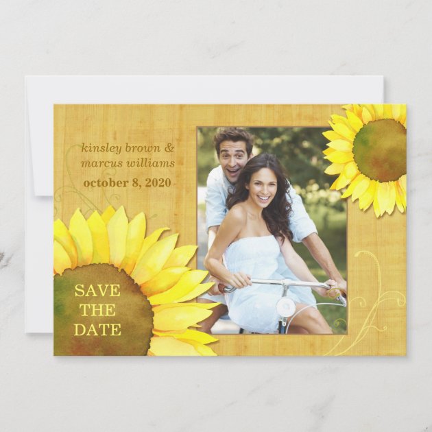 Chic Autumn Sunflowers Floral Photo Save the Date